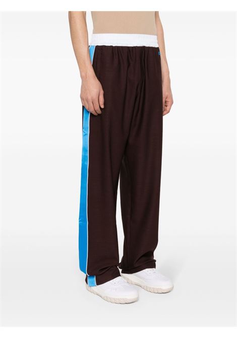 Brown and blue stripe-detail straight-leg trousers - men WALES BONNER | MS24TR01WO06899